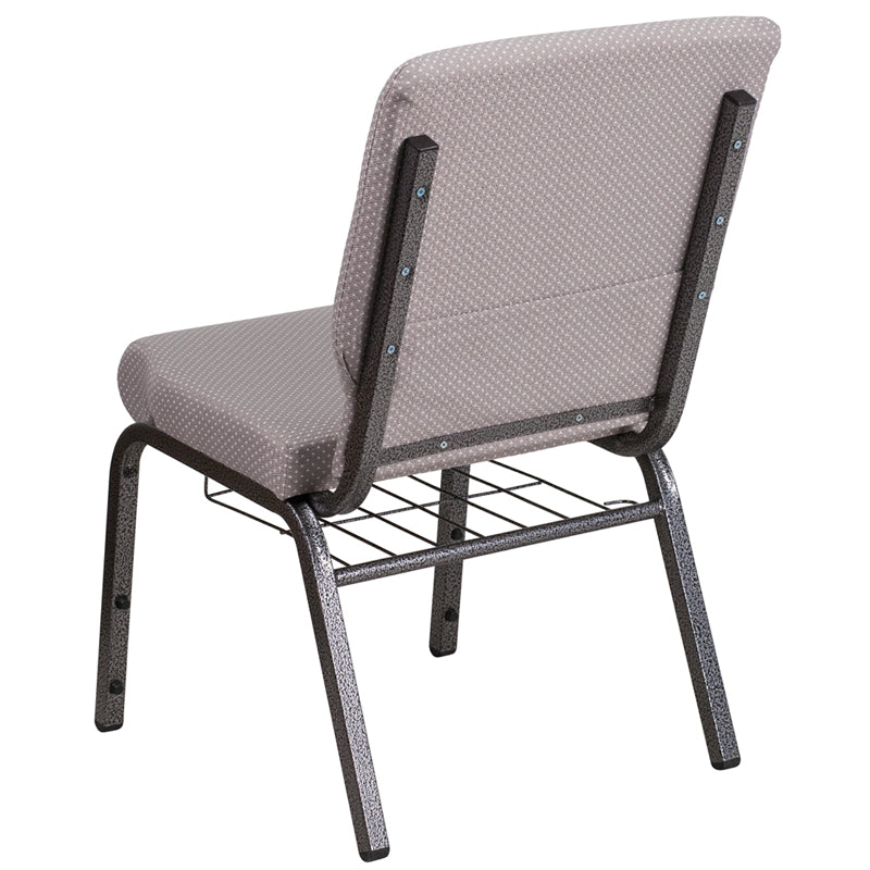 Gray Dot Fabric Church Chair FD-CH02185-SV-GYDOT-BAS-GG