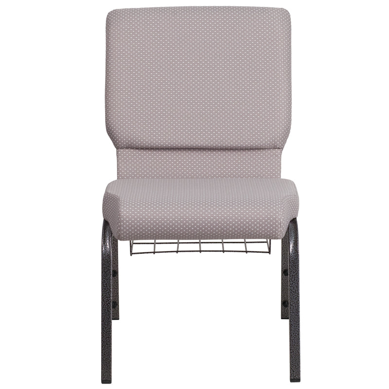 Gray Dot Fabric Church Chair FD-CH02185-SV-GYDOT-BAS-GG