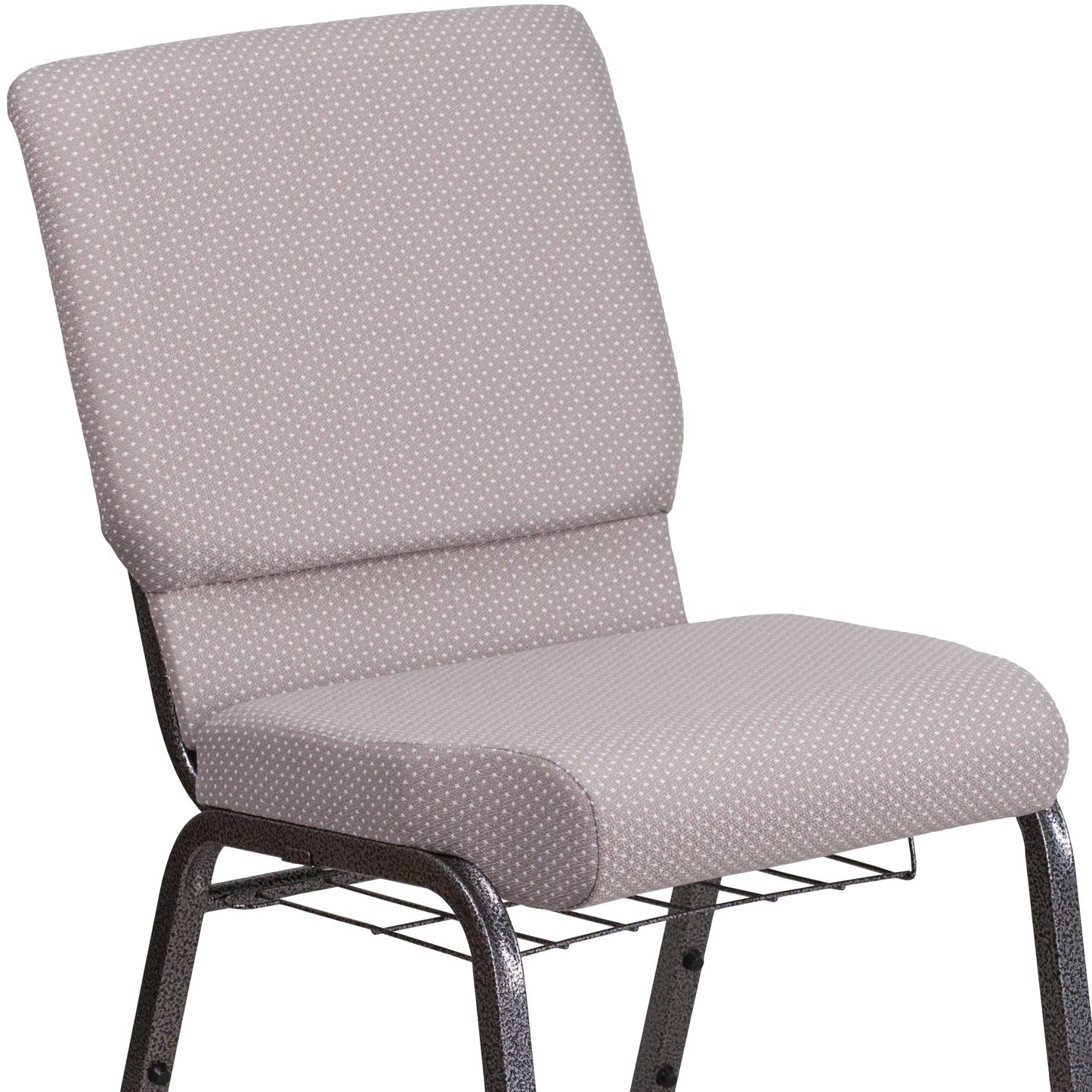 Gray Dot Fabric Church Chair FD-CH02185-SV-GYDOT-BAS-GG