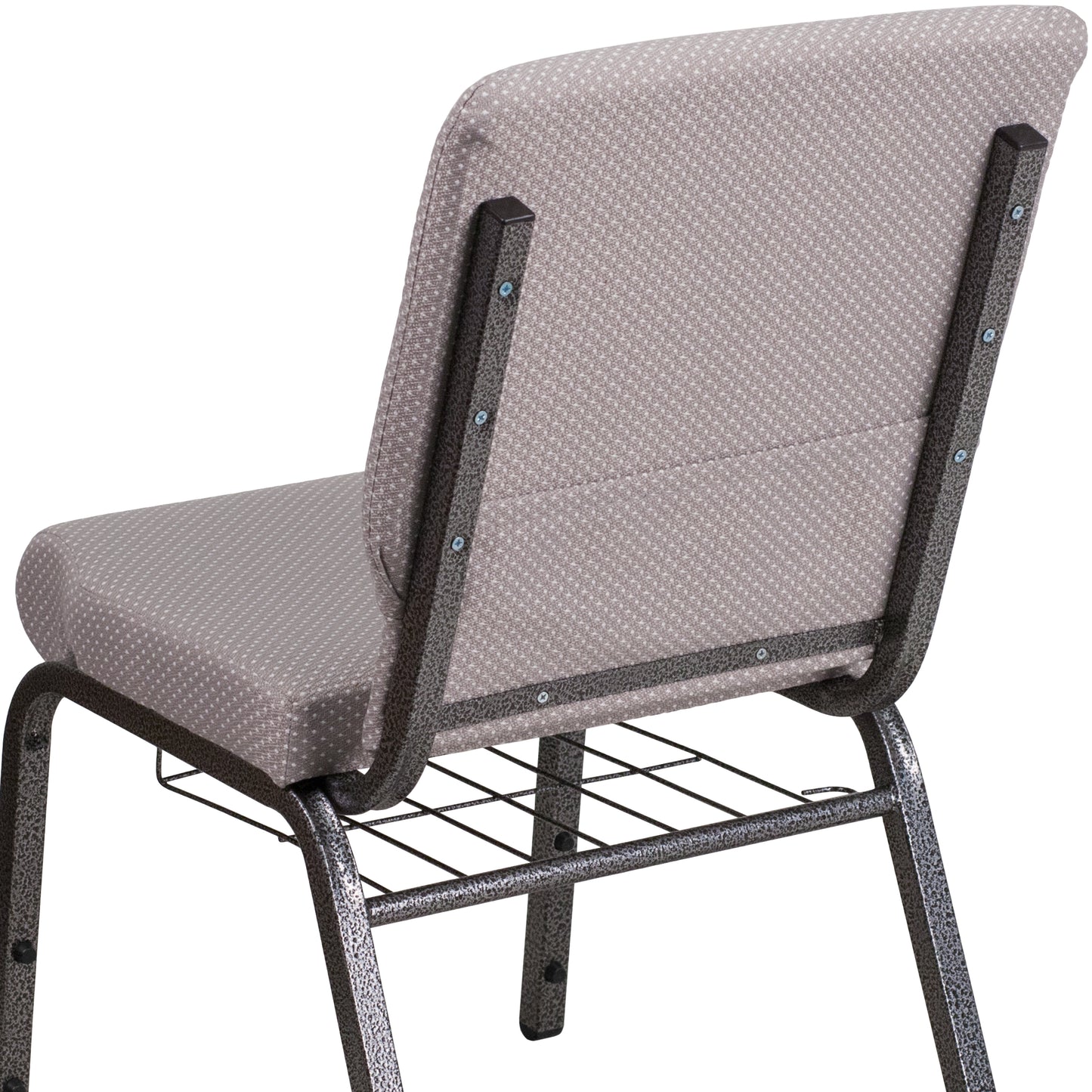 Gray Dot Fabric Church Chair FD-CH02185-SV-GYDOT-BAS-GG