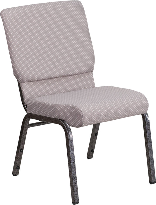 Gray Dot Fabric Church Chair FD-CH02185-SV-GYDOT-GG