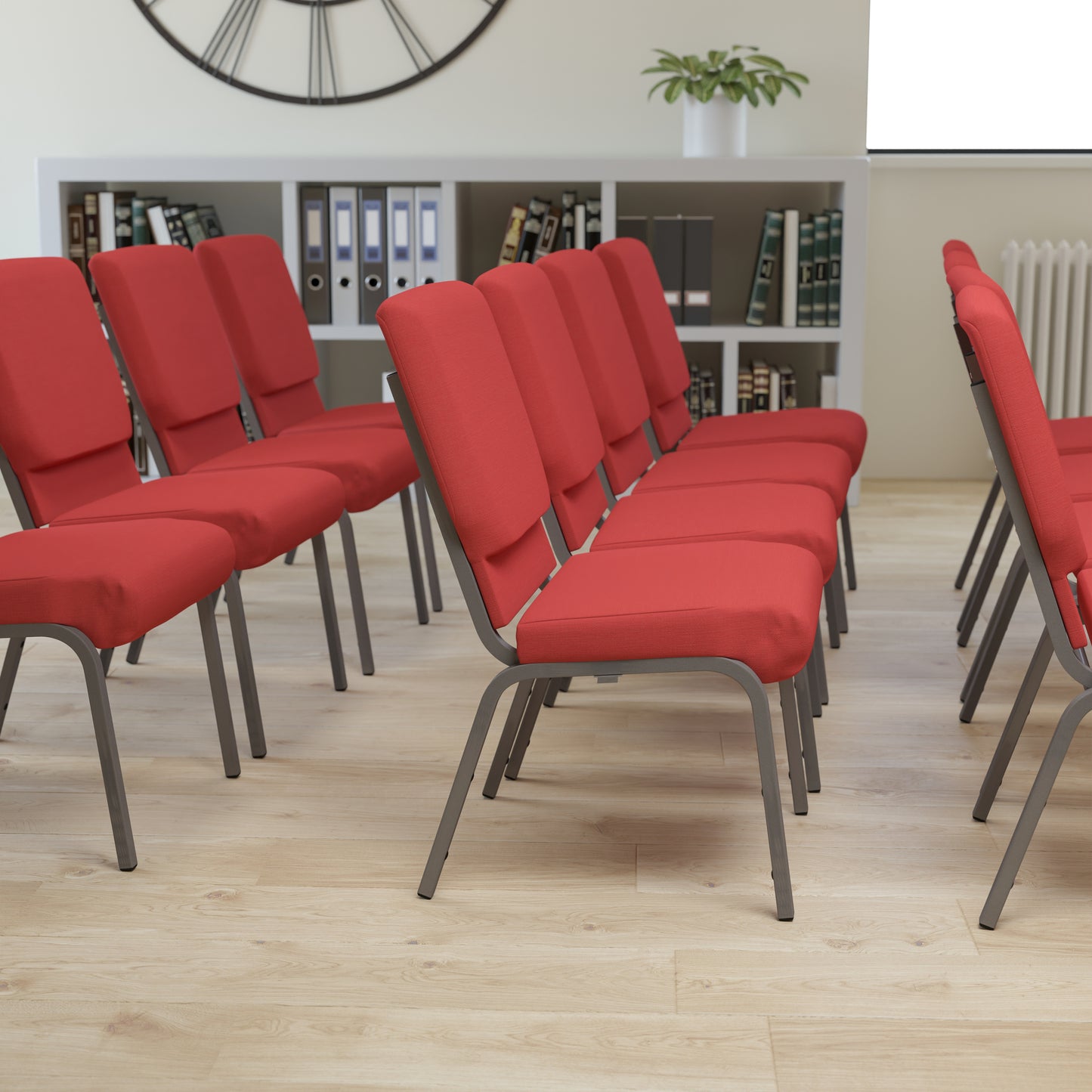 Red Fabric Church Chair FD-CH02185-SV-RED-GG