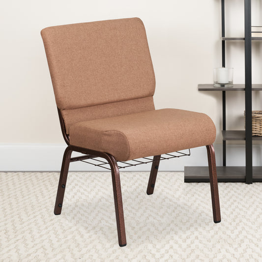 Caramel Fabric Church Chair FD-CH0221-4-CV-BN-BAS-GG