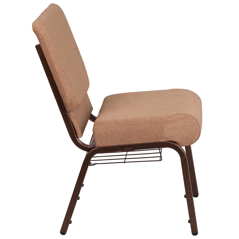 Caramel Fabric Church Chair FD-CH0221-4-CV-BN-BAS-GG