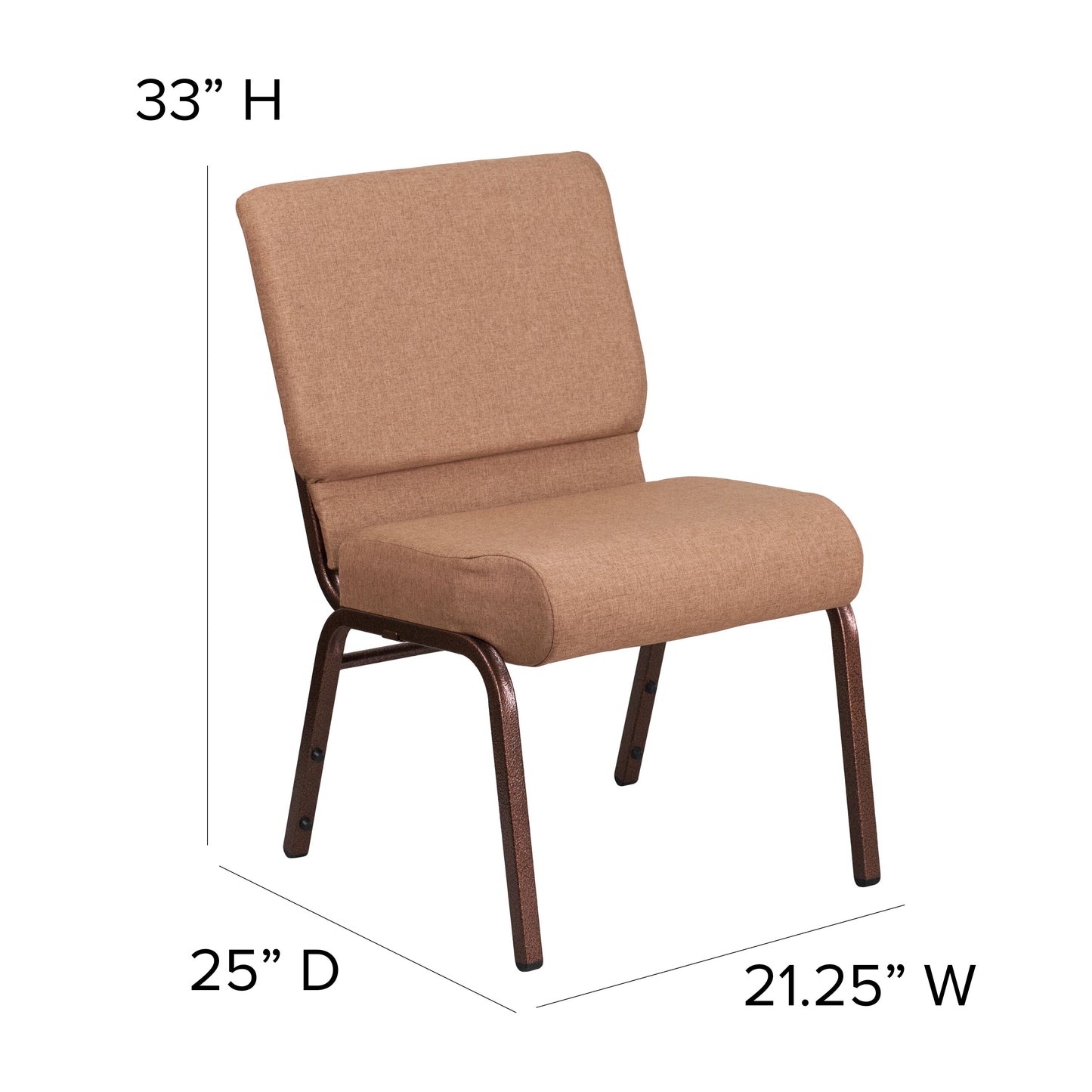 Caramel Fabric Church Chair FD-CH0221-4-CV-BN-GG