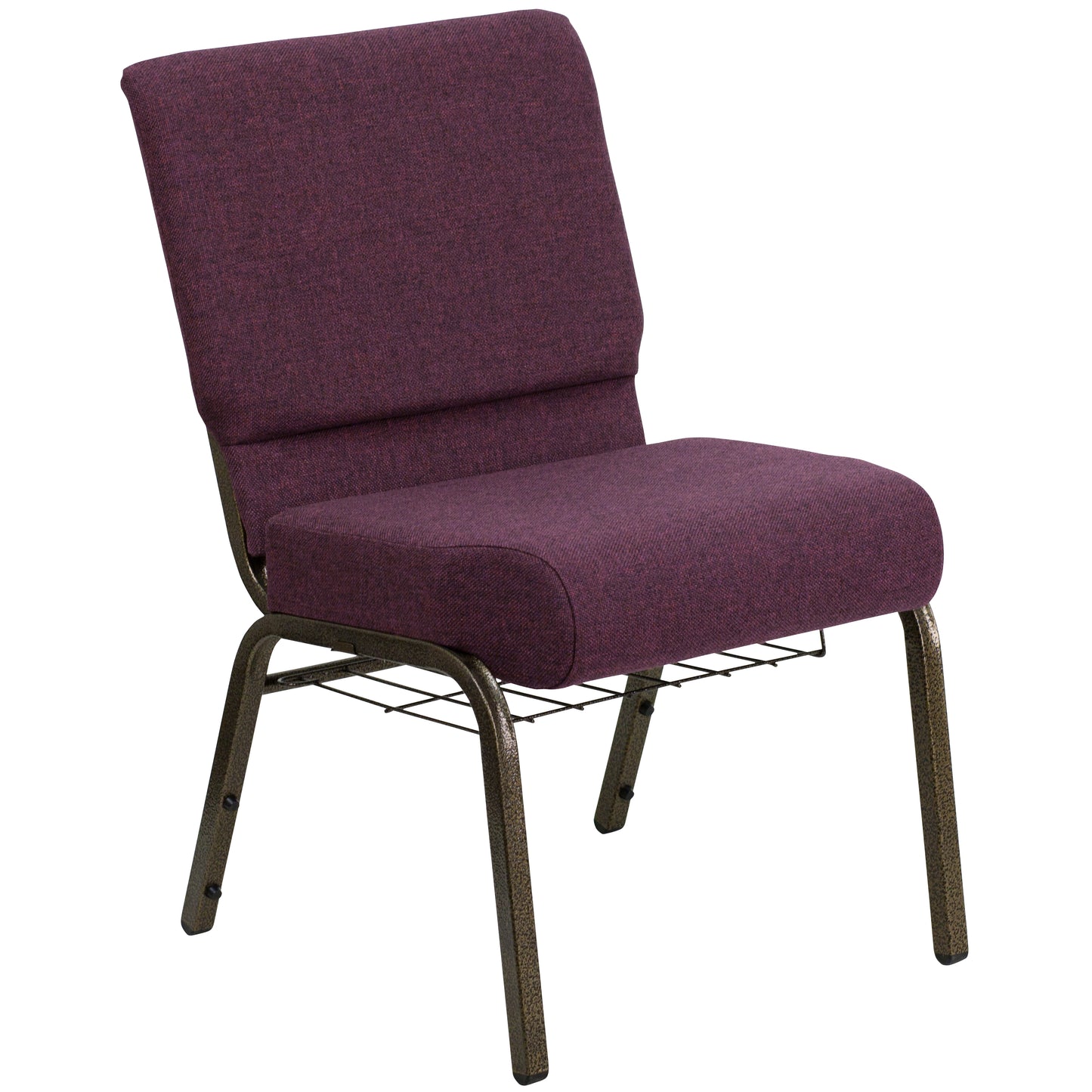 Plum Fabric Church Chair FD-CH0221-4-GV-005-BAS-GG