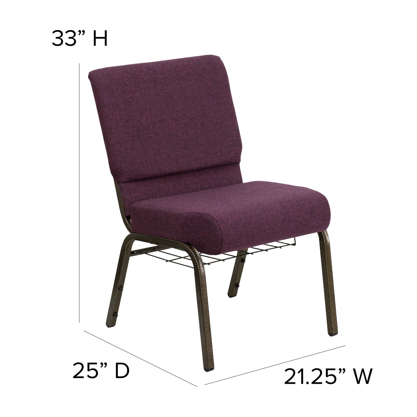 Plum Fabric Church Chair FD-CH0221-4-GV-005-BAS-GG