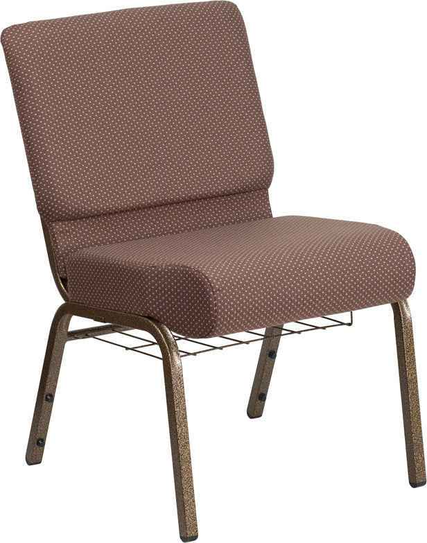 Brown Dot Fabric Church Chair FD-CH0221-4-GV-BNDOT-BAS-GG