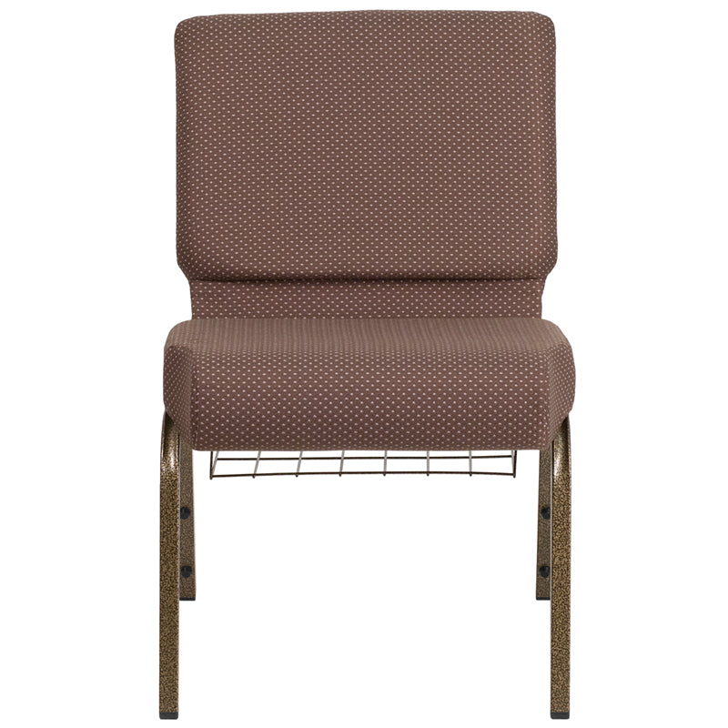 Brown Dot Fabric Church Chair FD-CH0221-4-GV-BNDOT-BAS-GG