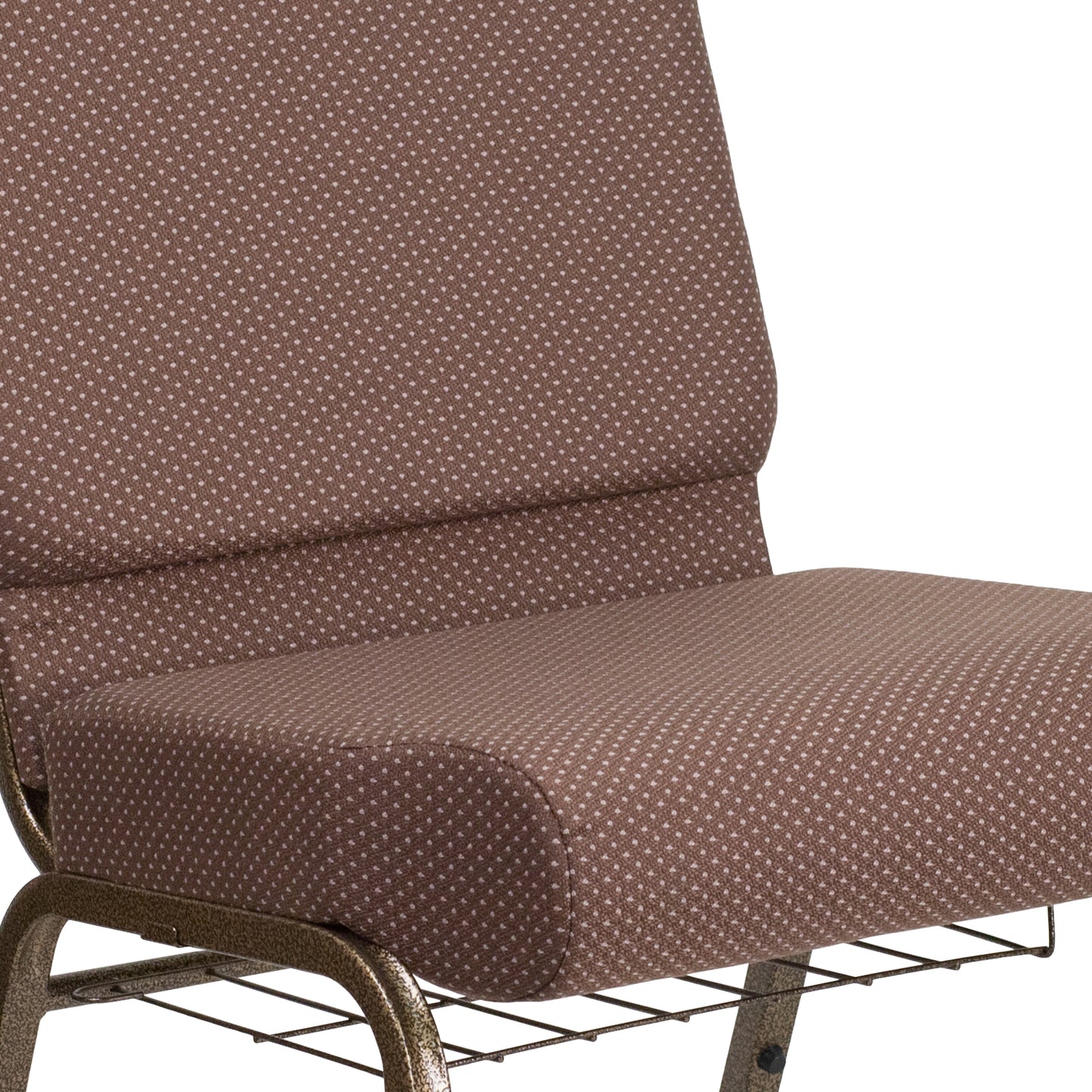 Brown Dot Fabric Church Chair FD-CH0221-4-GV-BNDOT-BAS-GG