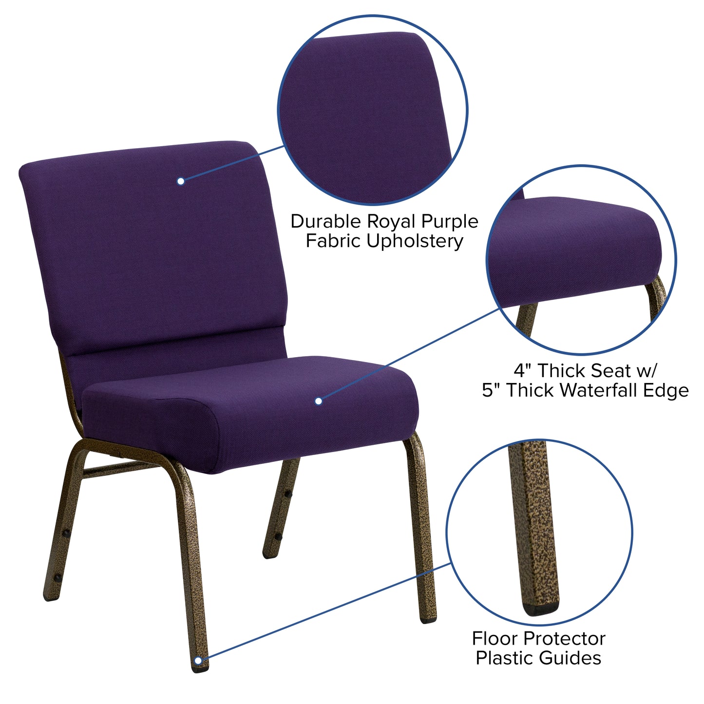 Purple Fabric Church Chair FD-CH0221-4-GV-ROY-GG