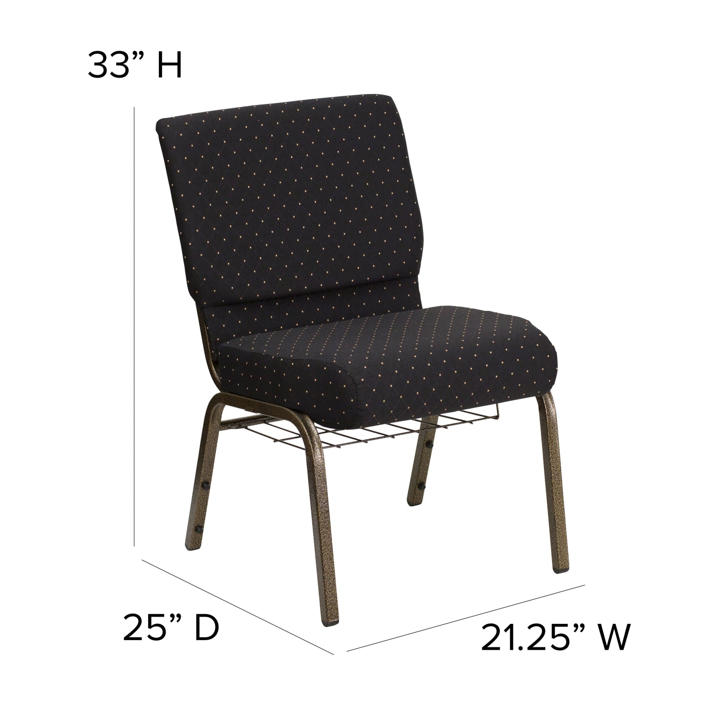 Black Dot Fabric Church Chair FD-CH0221-4-GV-S0806-BAS-GG