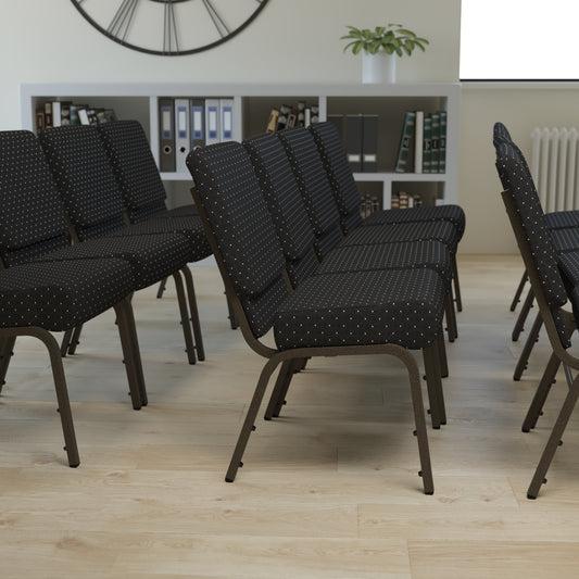 Black Dot Fabric Church Chair FD-CH0221-4-GV-S0806-GG