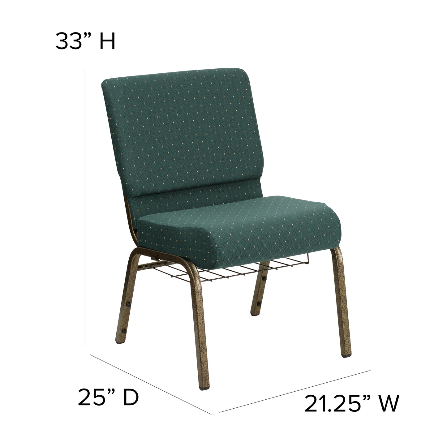 Green Dot Fabric Church Chair FD-CH0221-4-GV-S0808-BAS-GG