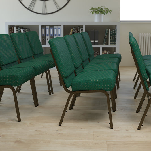 Green Dot Fabric Church Chair FD-CH0221-4-GV-S0808-GG