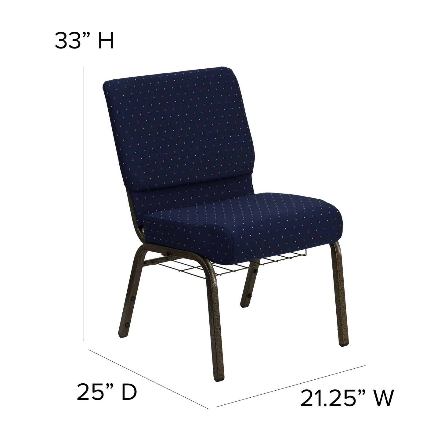 Blue Dot Fabric Church Chair FD-CH0221-4-GV-S0810-BAS-GG