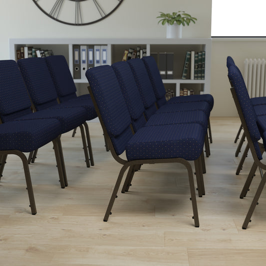 Blue Dot Fabric Church Chair FD-CH0221-4-GV-S0810-GG