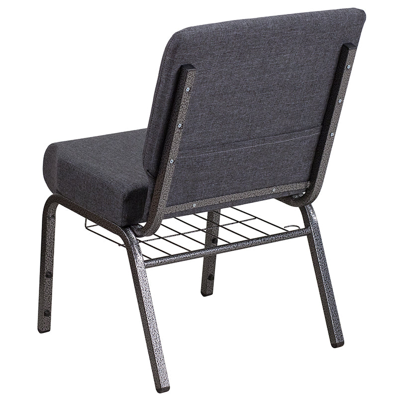 Dark Gray Fabric Church Chair FD-CH0221-4-SV-DKGY-BAS-GG