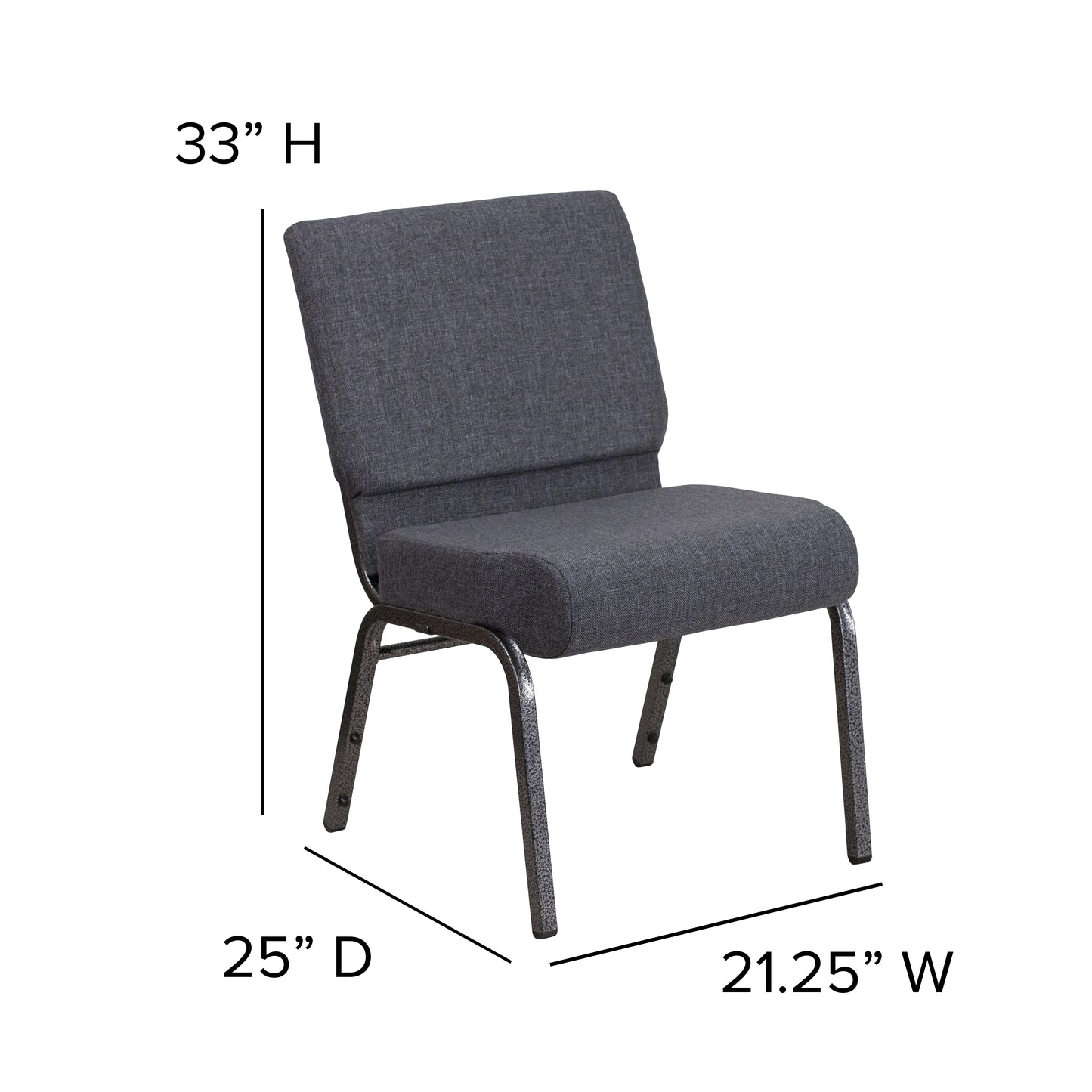 Dark Gray Fabric Church Chair FD-CH0221-4-SV-DKGY-GG