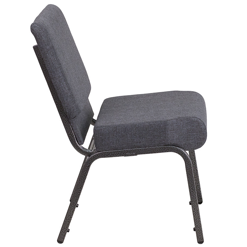 Dark Gray Fabric Church Chair FD-CH0221-4-SV-DKGY-GG