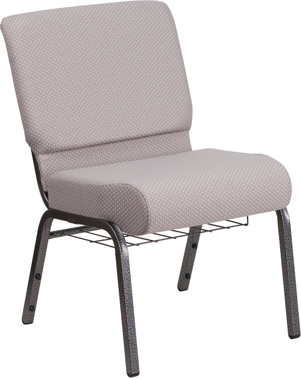 Gray Dot Fabric Church Chair FD-CH0221-4-SV-GYDOT-BAS-GG