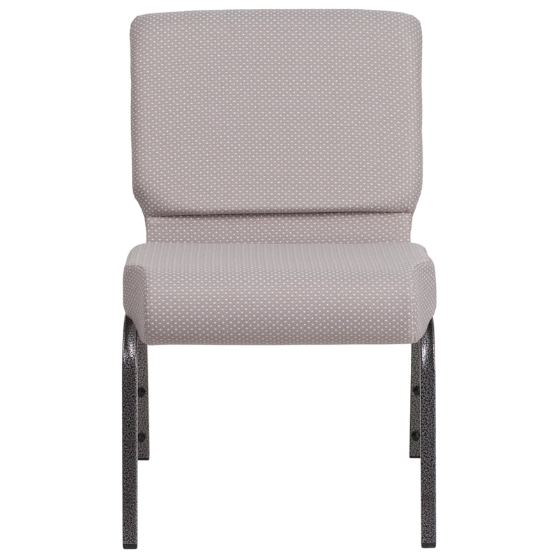 Gray Dot Fabric Church Chair FD-CH0221-4-SV-GYDOT-GG