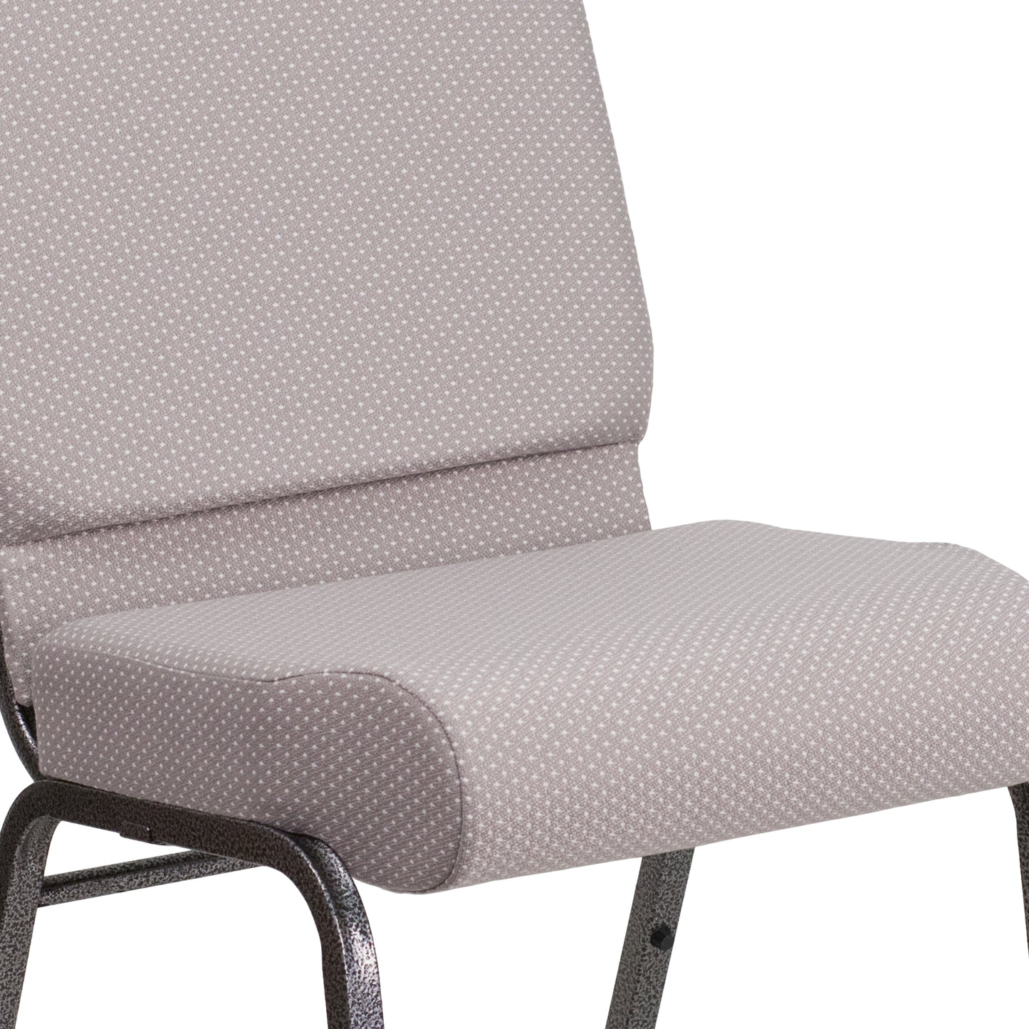 Gray Dot Fabric Church Chair FD-CH0221-4-SV-GYDOT-GG