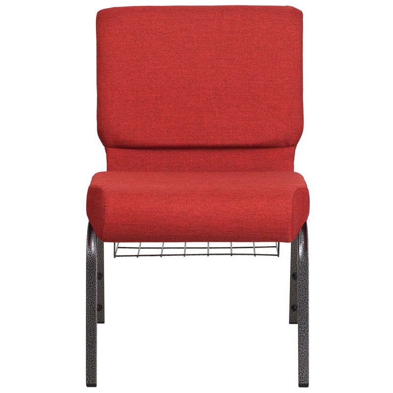 Crimson Fabric Church Chair FD-CH0221-4-SV-RED-BAS-GG