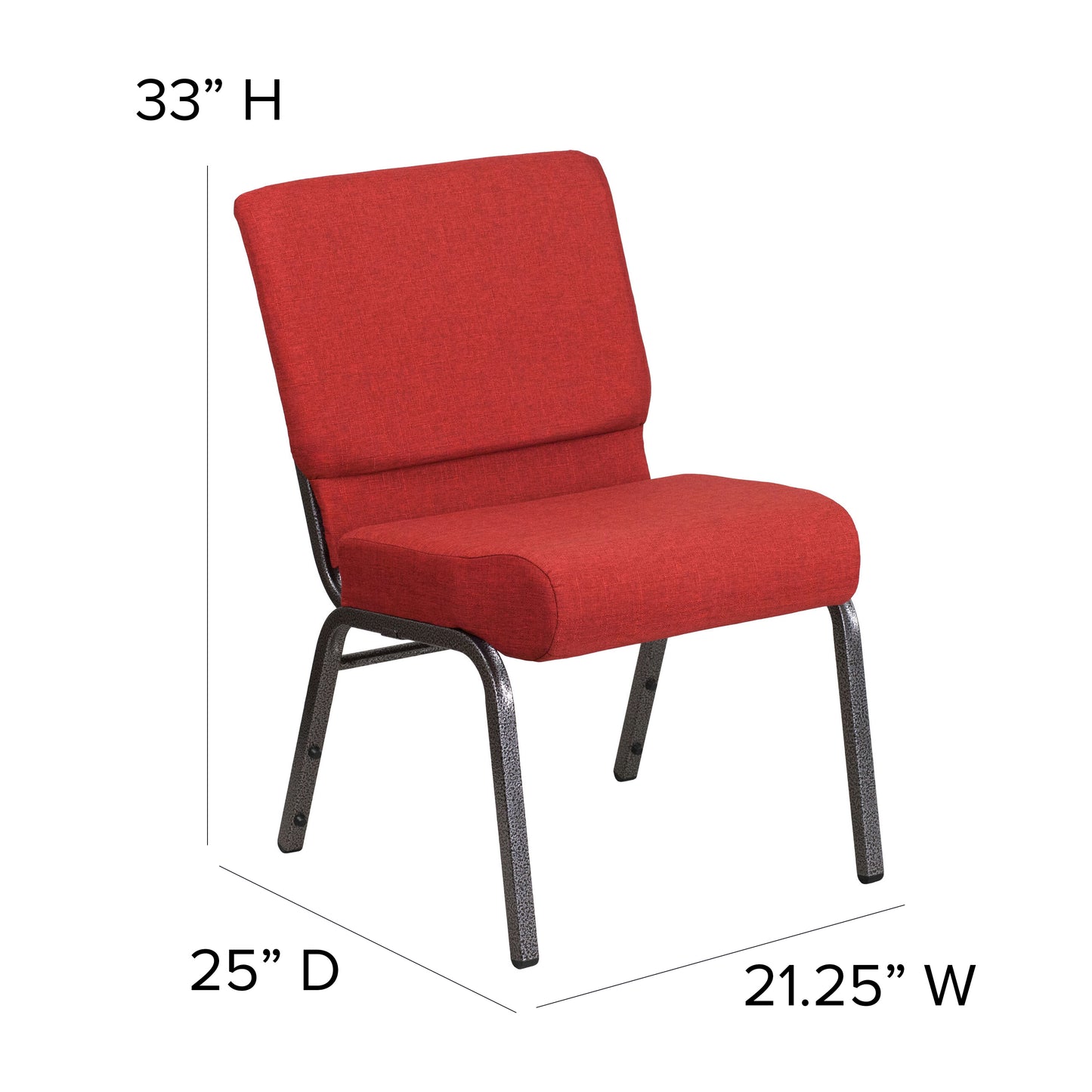 Crimson Fabric Church Chair FD-CH0221-4-SV-RED-GG