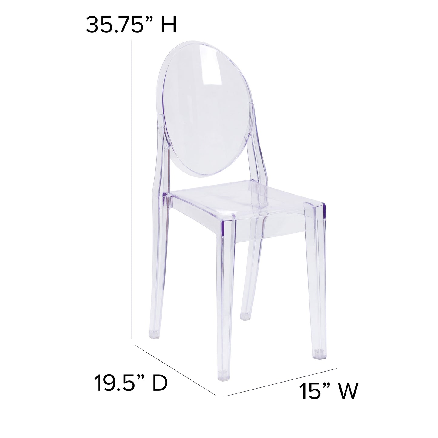 Ghost Stacking Side Chair FH-111-APC-CLR-GG