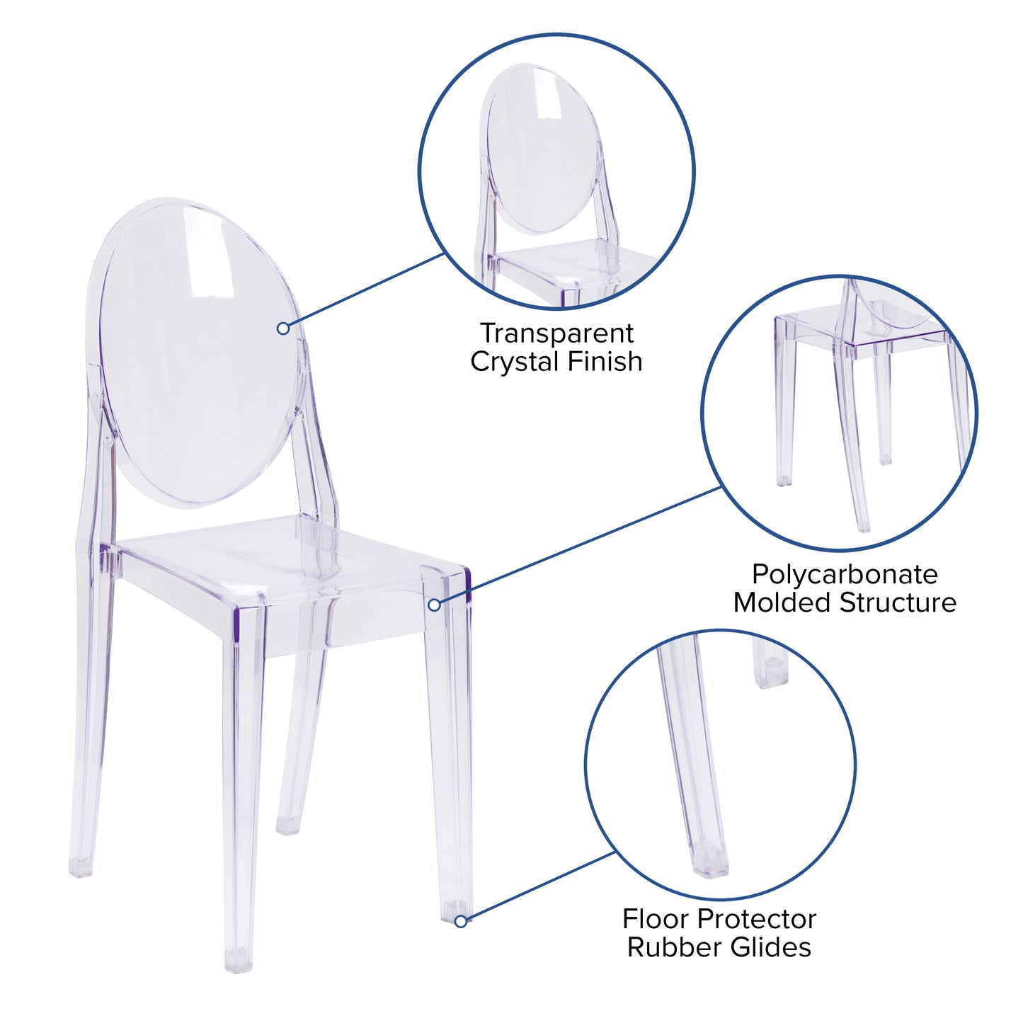 Ghost Stacking Side Chair FH-111-APC-CLR-GG