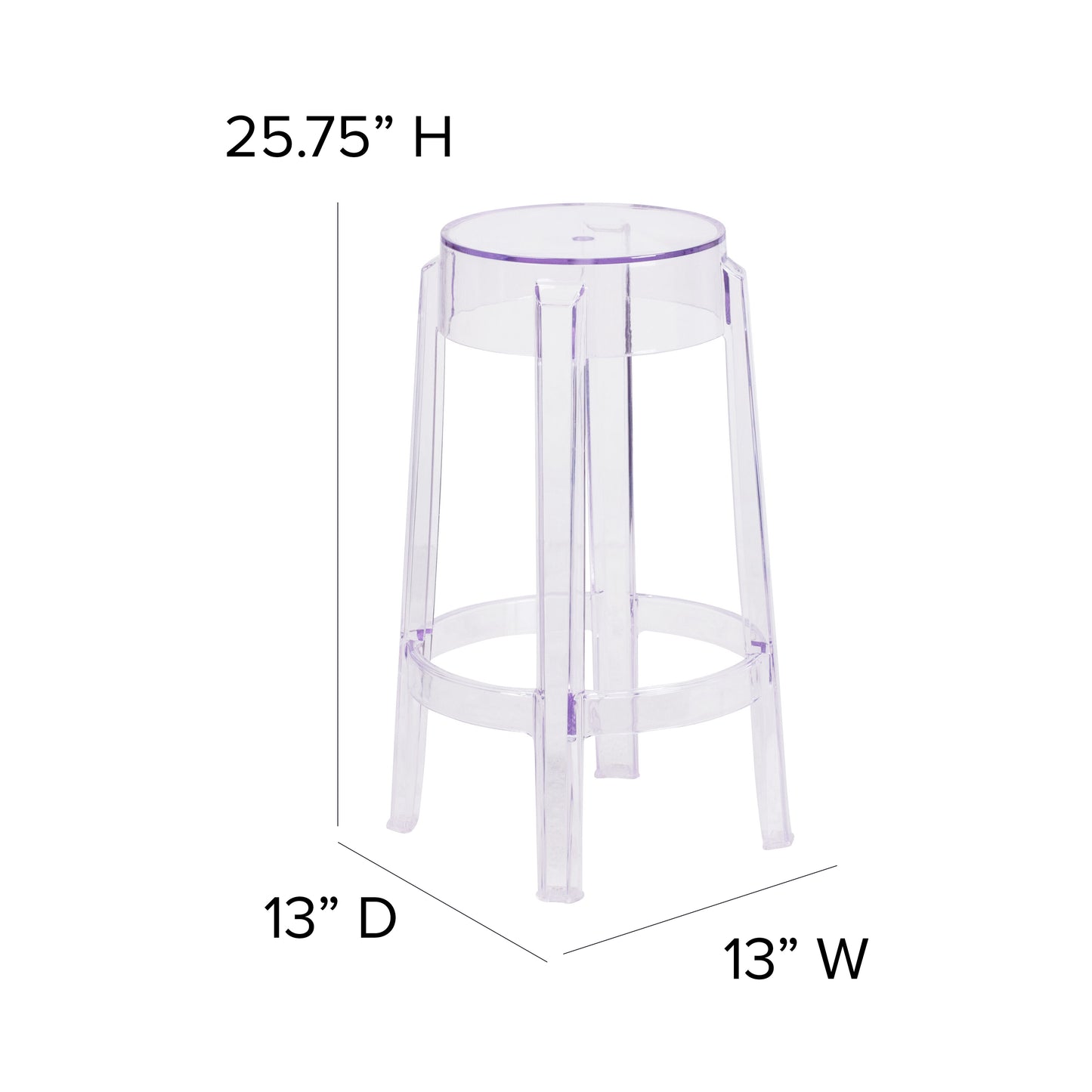 25.75"H Transparent Stool FH-118-APC1-GG