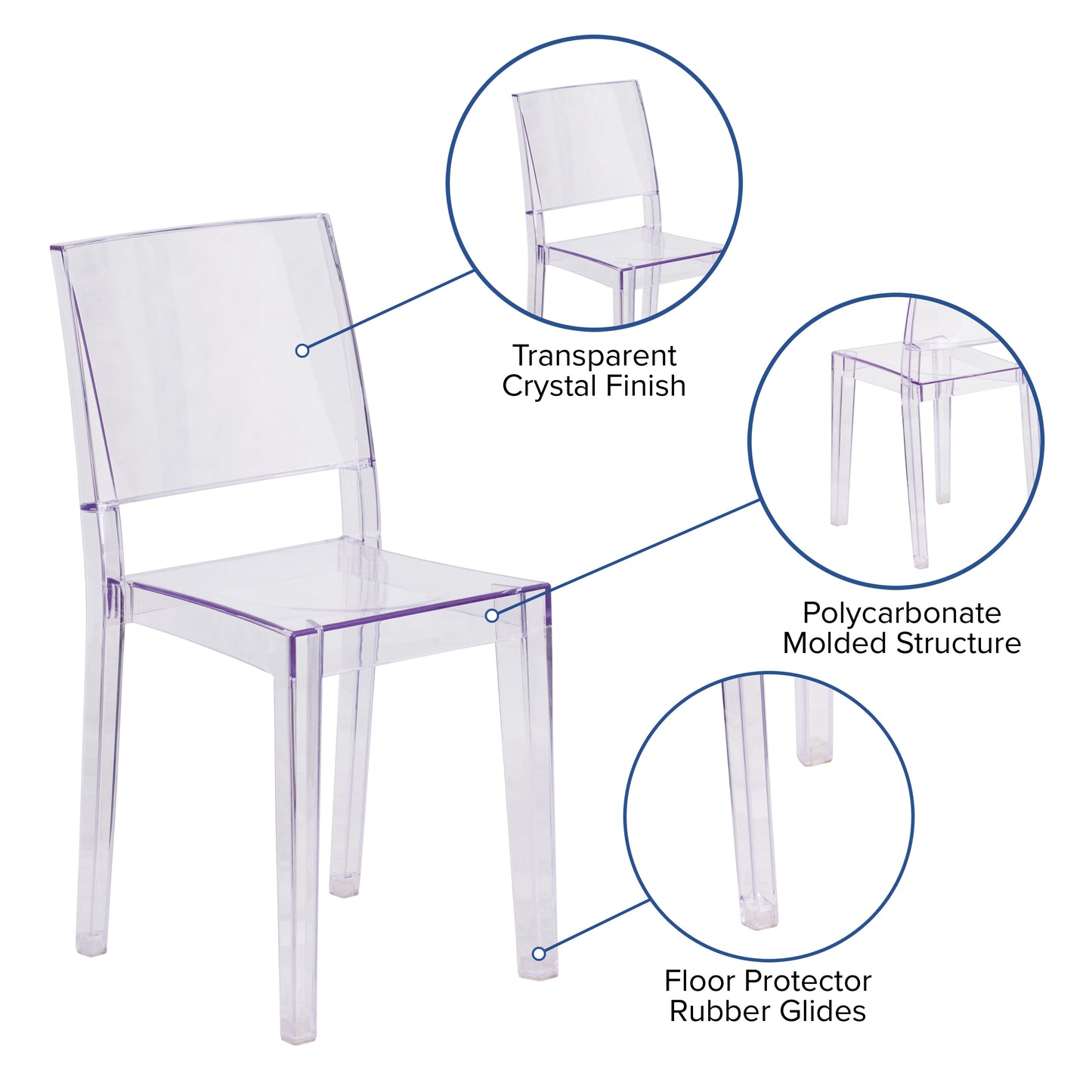 Clear Stacking Side Chair FH-121-APC-GG