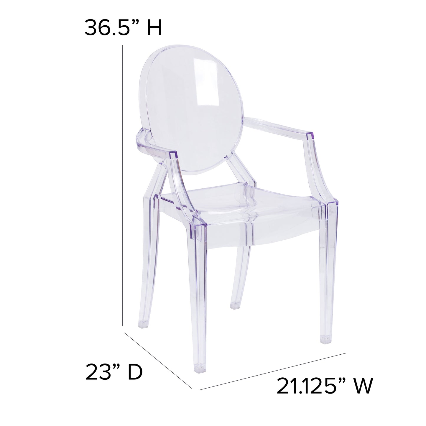 Clear Stacking Side Arm Chair FH-124-APC-CLR-GG