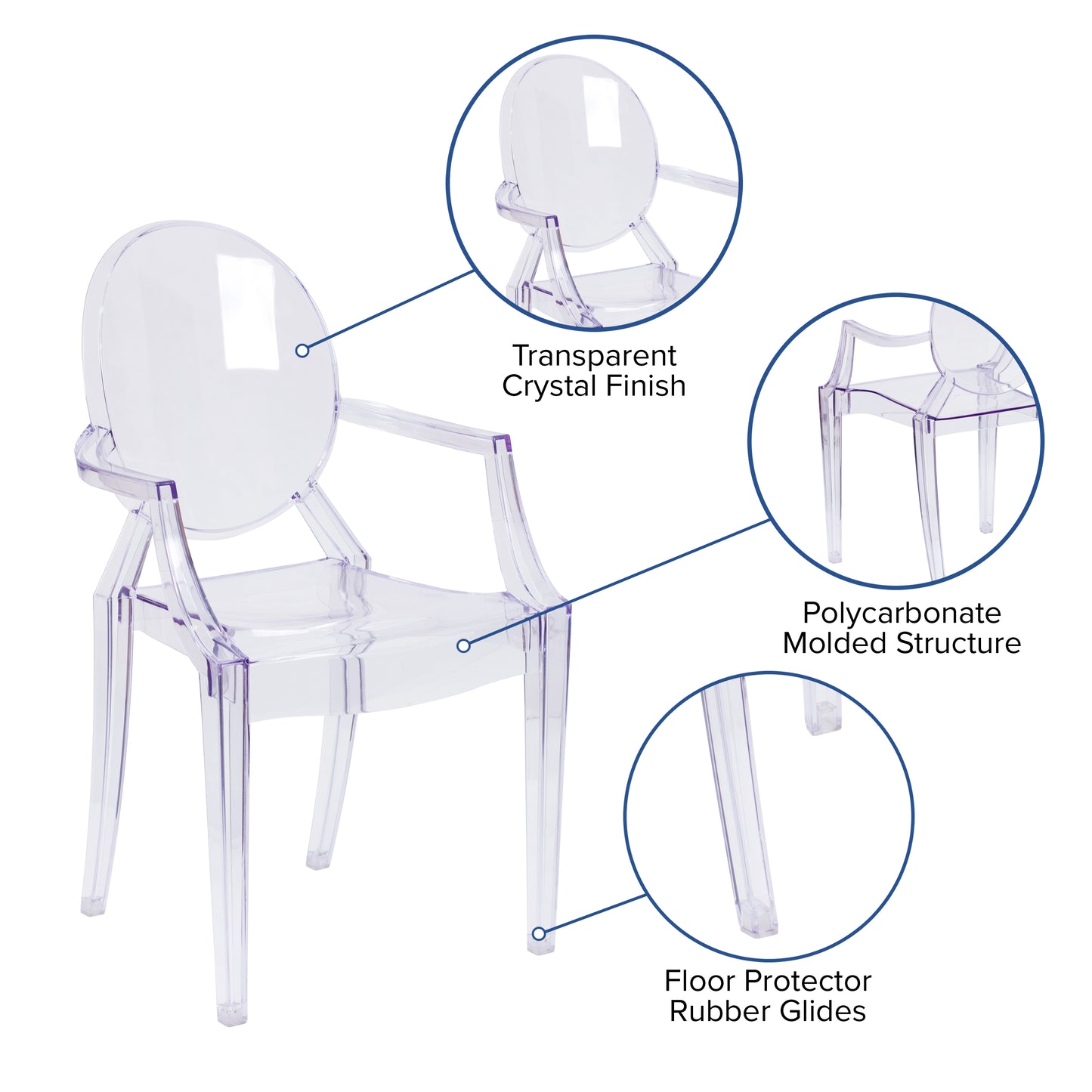 Clear Stacking Side Arm Chair FH-124-APC-CLR-GG