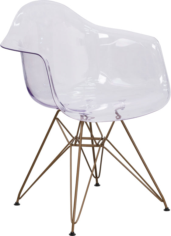 Clear Side Chair w/ Gold Base FH-132-CPC1-GG