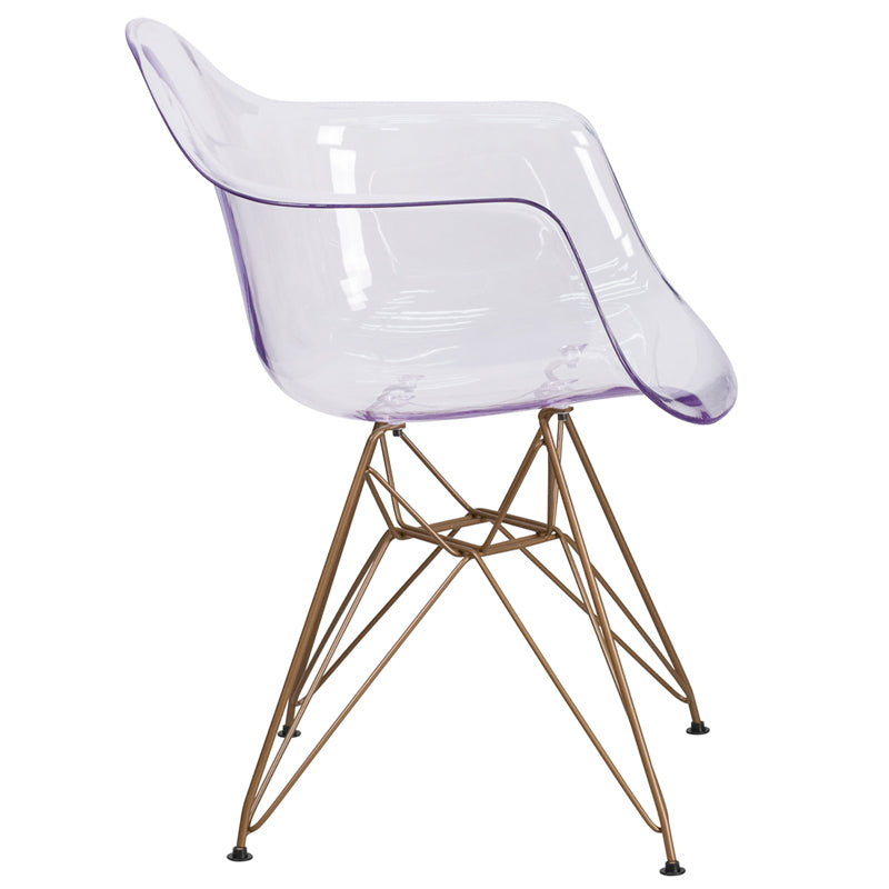 Clear Side Chair w/ Gold Base FH-132-CPC1-GG