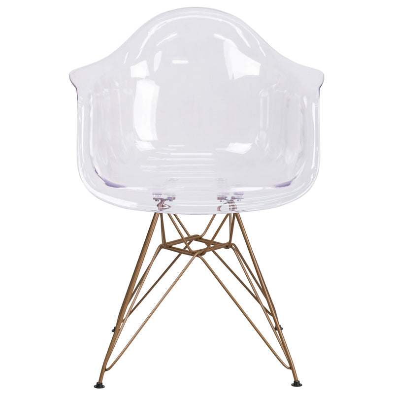 Clear Side Chair w/ Gold Base FH-132-CPC1-GG