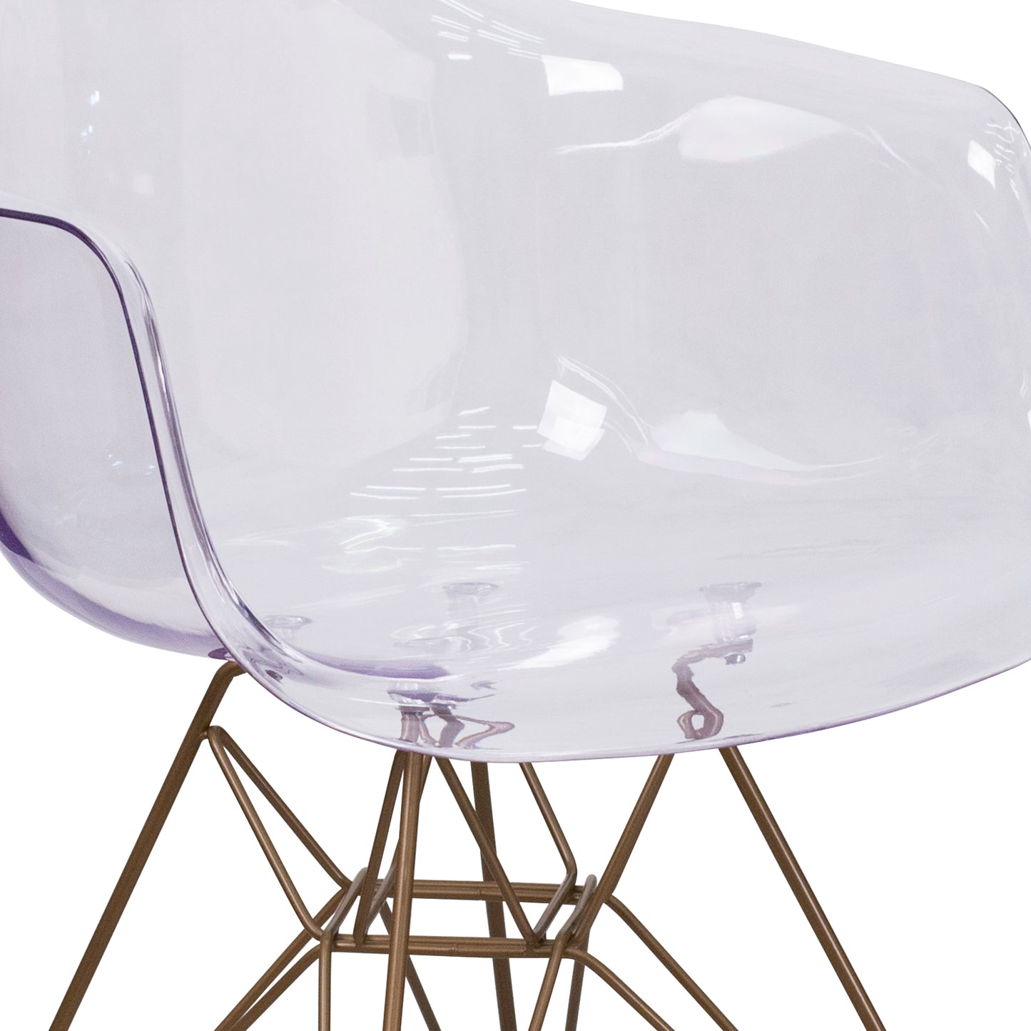 Clear Side Chair w/ Gold Base FH-132-CPC1-GG