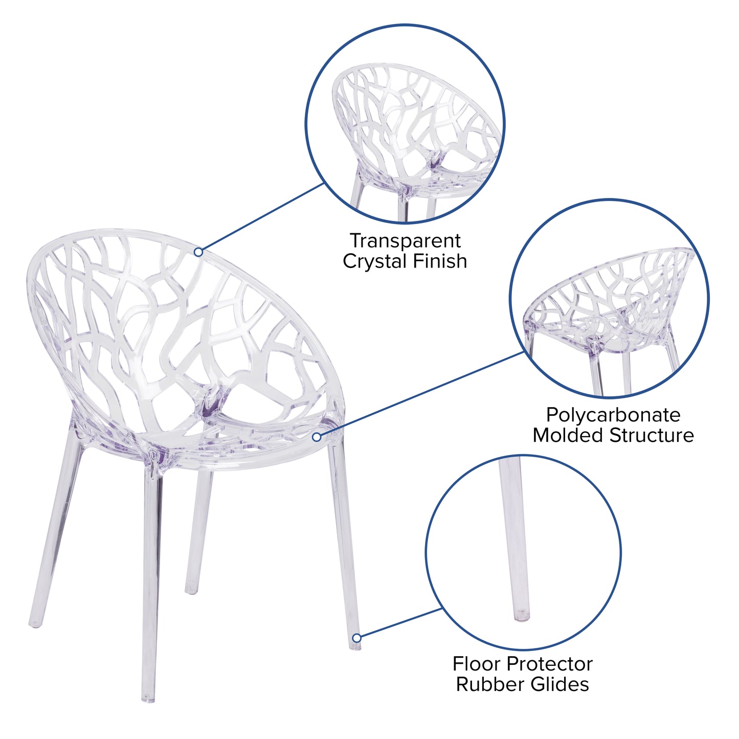 Clear Stacking Side Chair FH-156-APC-GG