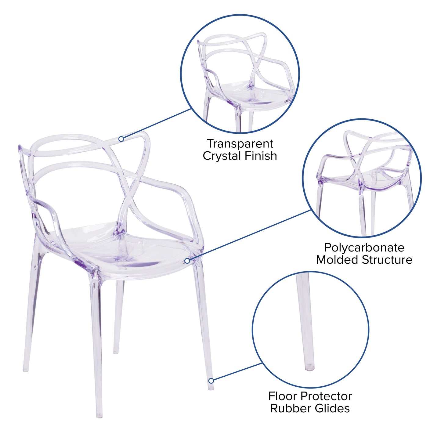 Clear Stacking Side Chair FH-173-APC-GG