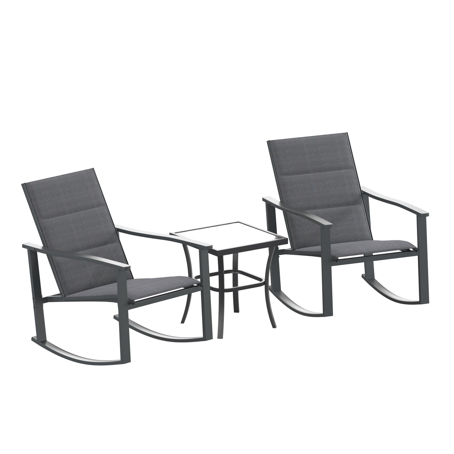 BK 3PC Rockers and Table Set FV-FSC-2315-BLK-GG