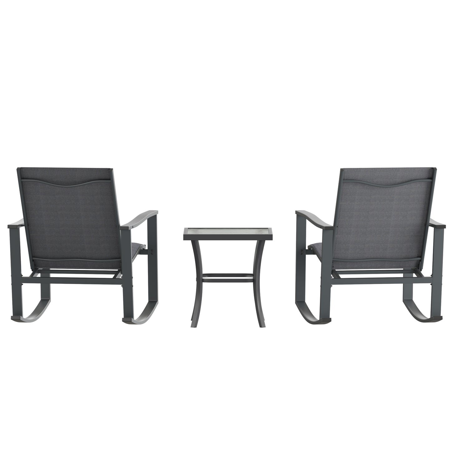 BK 3PC Rockers and Table Set FV-FSC-2315-BLK-GG