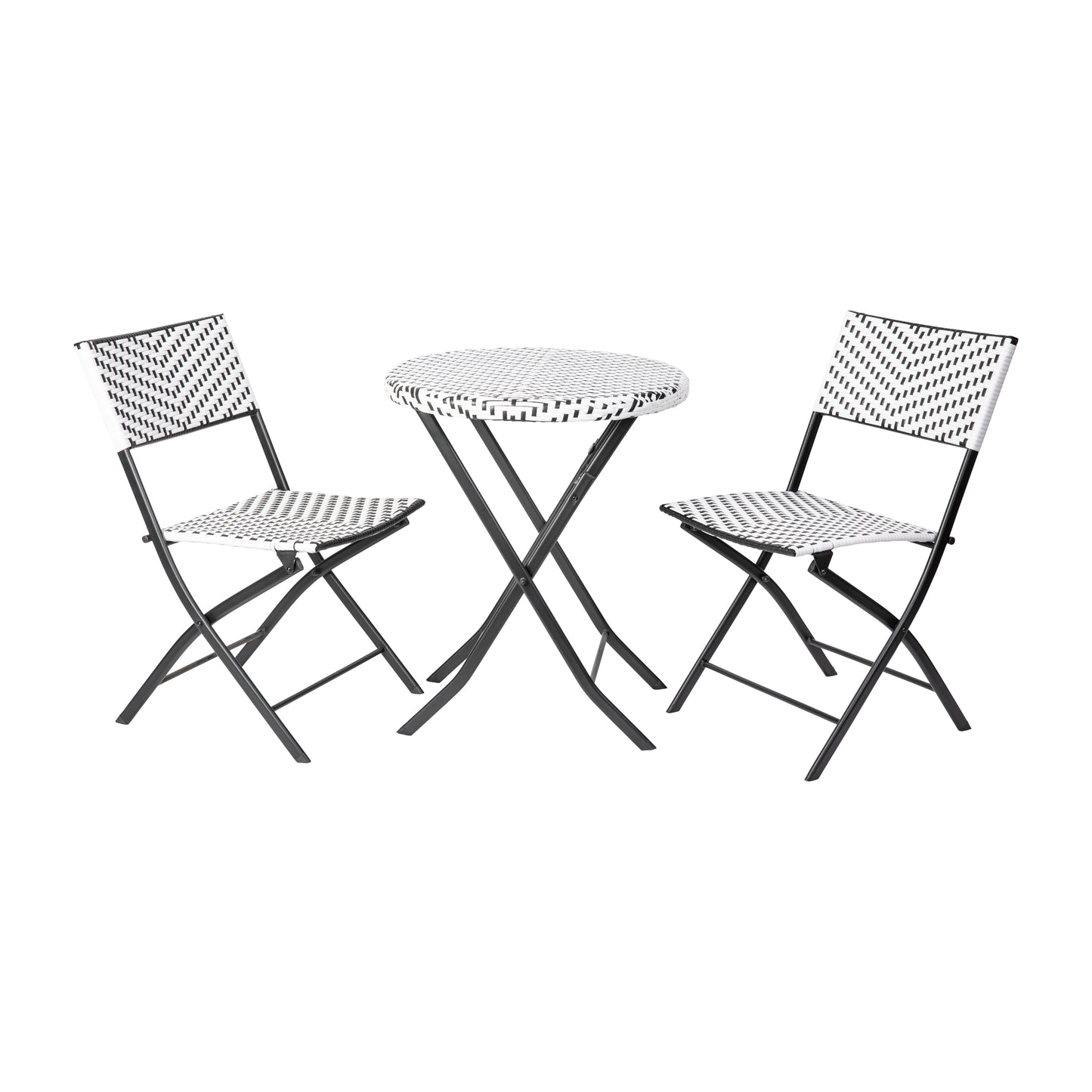 3PC BK/WH Folding Bistro Set FV-FWA085-BLK-WHT-GG