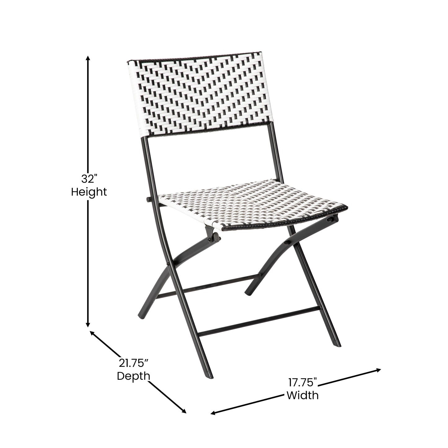 3PC BK/WH Folding Bistro Set FV-FWA085-BLK-WHT-GG