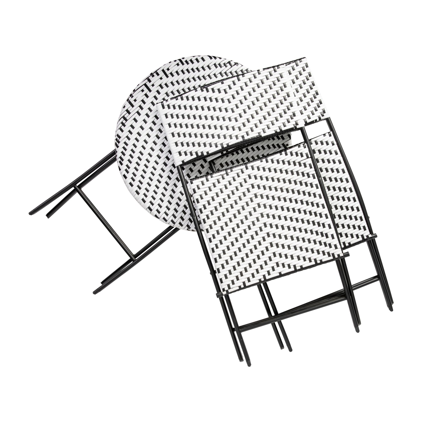 3PC BK/WH Folding Bistro Set FV-FWA085-BLK-WHT-GG