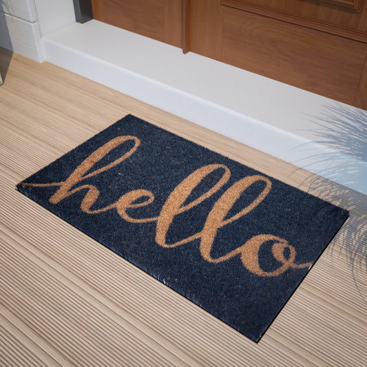 18x30 Navy/NAT Hello Doormat FW-FWGEN417-NAVNAT-GG