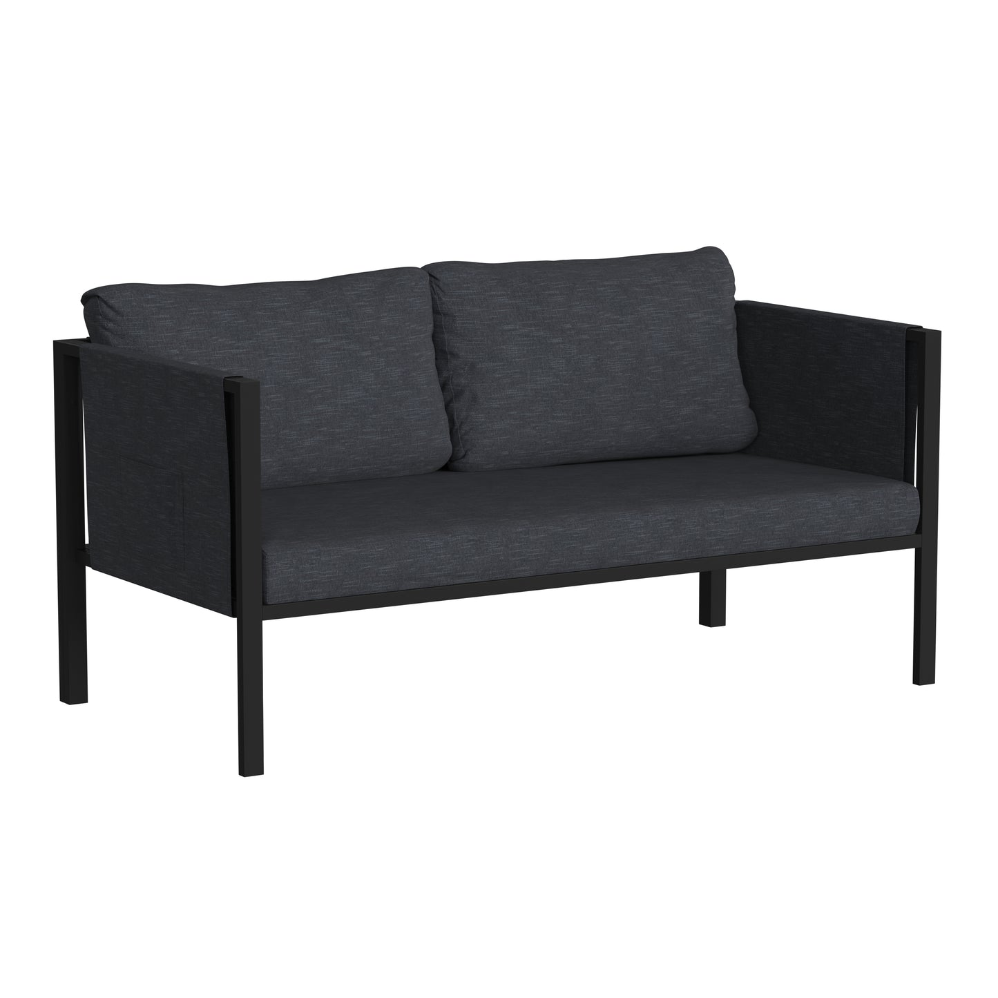 Black Loveseat with Cushions GM-201108-2S-CH-GG