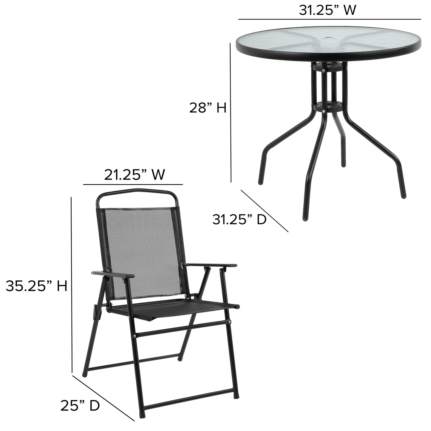 6PC Black Patio Set & Umbrella GM-202012-BK-GG