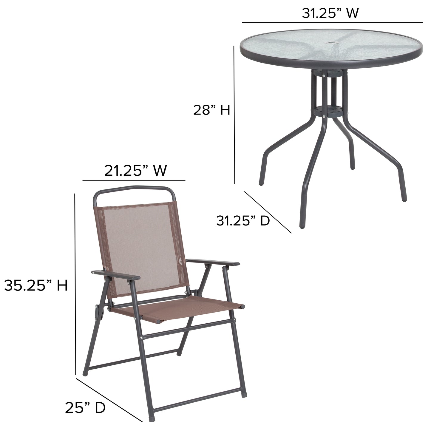 6PC Brown Patio Set & Umbrella GM-202012-BRN-GG